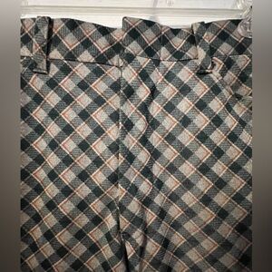 Vintage men’s 1960s pants, dark green orange plaid